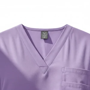 Medical scrubs supplier closeup detail image showing finishing quality