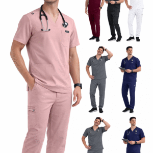 Anti-Wrinkle Soft Premium Nurse Fabric Polyester Rayon Spandex Washable Nursing Scrub Set for Men's Nursing Scrub Uniform Sets