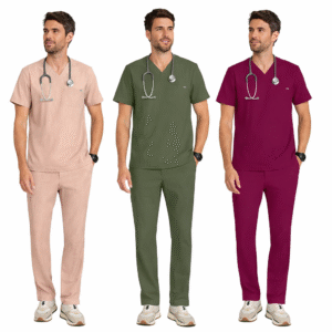 Best-Selling Hospital Scrub Vendors for Men’s V-Neck Stretch Scrub Sets with Utility Pockets