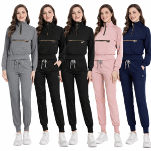 medical scrub front zip