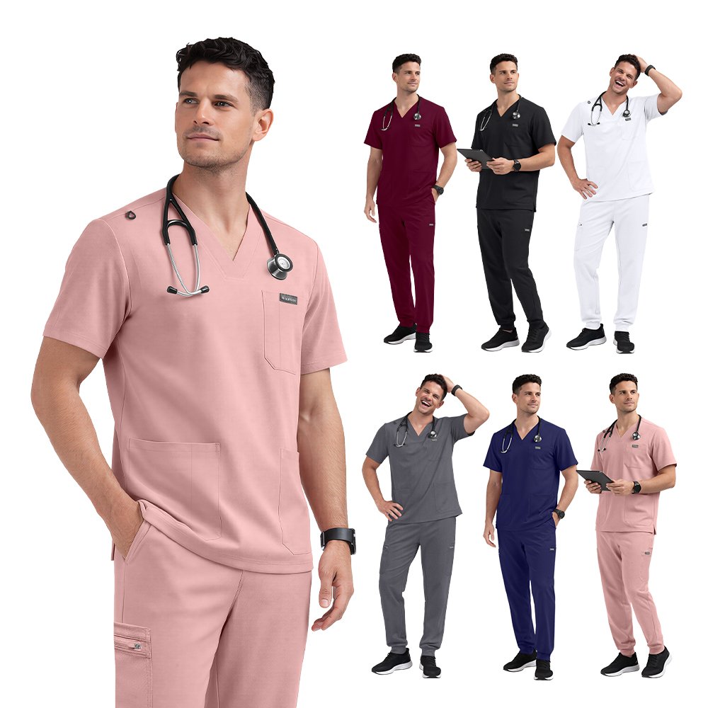 Anti-Wrinkle Soft Premium Nurse Fabric Polyester Rayon Spandex Washable Nursing Scrub Set for Men's Nursing Scrub Uniform Sets - Image 7