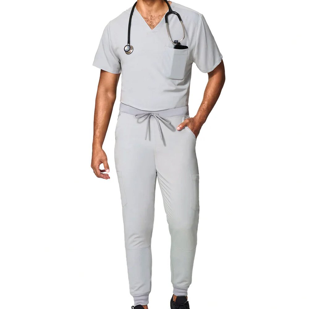 Custom Nursing Scrub Manufacturers for Stretchable Men’s Short Sleeve Medical Uniform Sets - Image 2