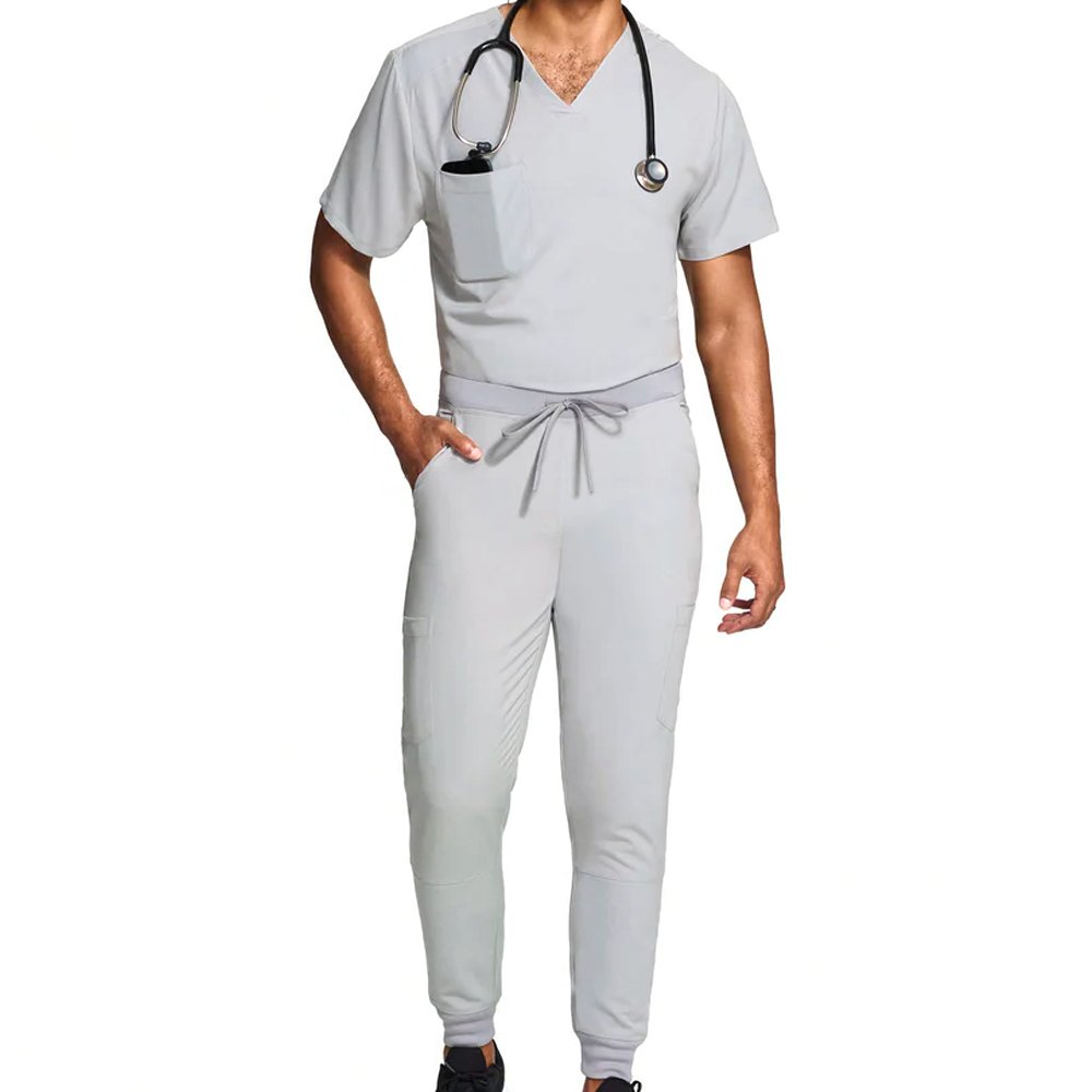 Custom Nursing Scrub Manufacturers for Stretchable Men’s Short Sleeve Medical Uniform Sets - Image 4