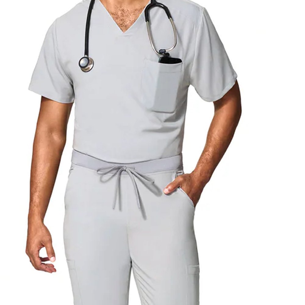 Custom Nursing Scrub Manufacturers for Stretchable Men’s Short Sleeve Medical Uniform Sets - Image 5